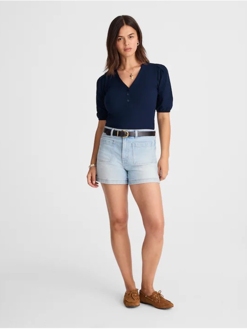Madewell Puff-Sleeve Henley Knit Top - Picture 3 of 6